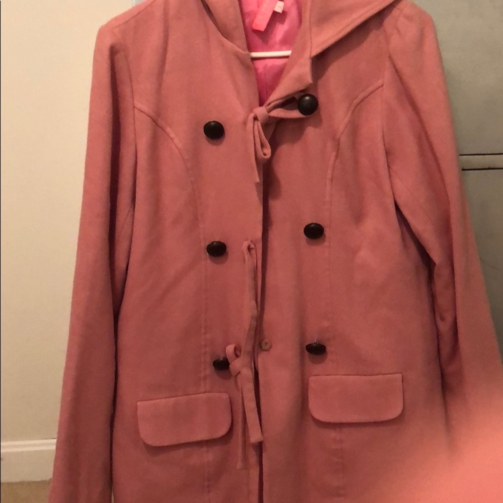 pink coat with hood